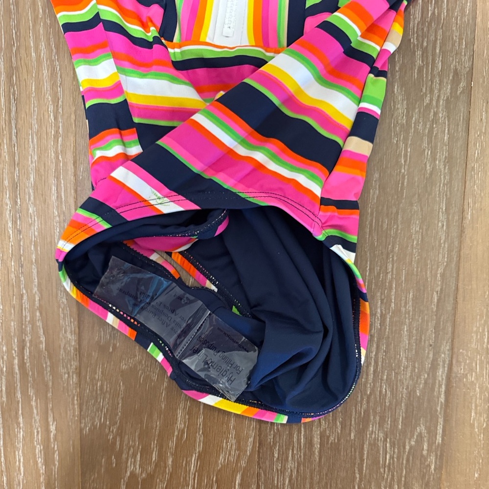 Trina Turk Vibrant Striped One Piece Swimsuit Rashguard - Picture 3 of 5